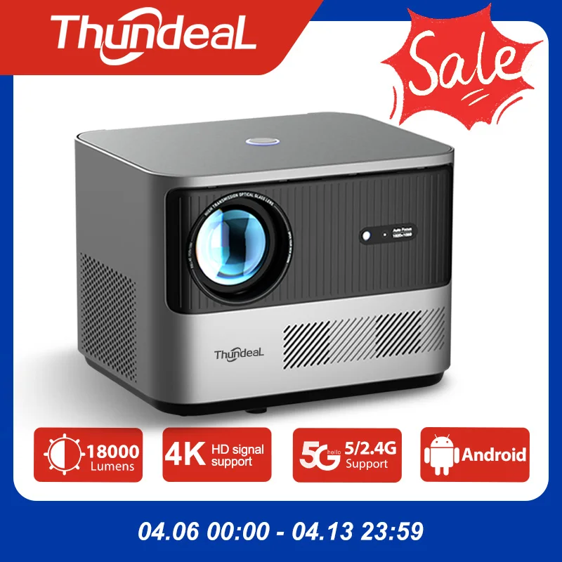 ThundeaL TDA6 Full HD Projektor 1080P 2K 4K Video Heimkino Autofokus 5G WiFi Android Projektor TDA6W 3D Tragbarer Proyector