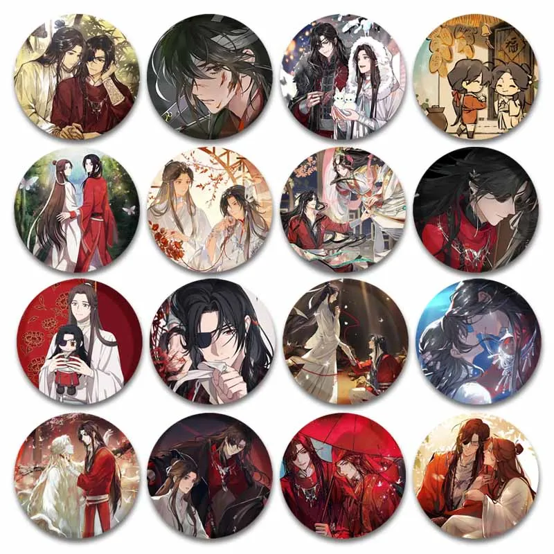 BL Anime Tian Guan Ci Fu Badge Handmade Tinplate Brooch Heaven Official’s Blessing Hua Cheng Cartoon Lapel Pins Jewelry Gifts