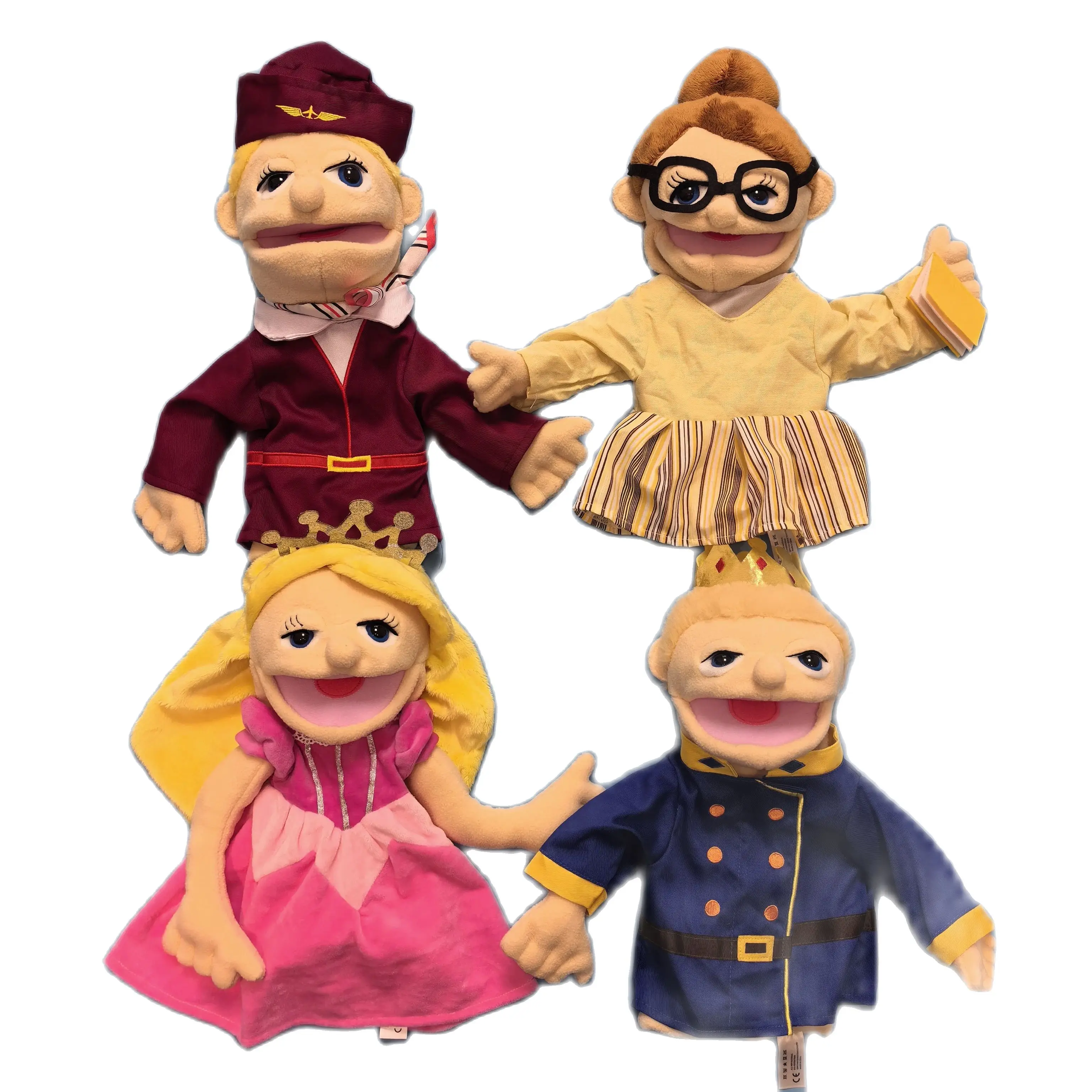 

Hand Puppets Plush toy professional Talk Movable Mouth Props Chef Police Prince Princess Doctor awards for children's parties