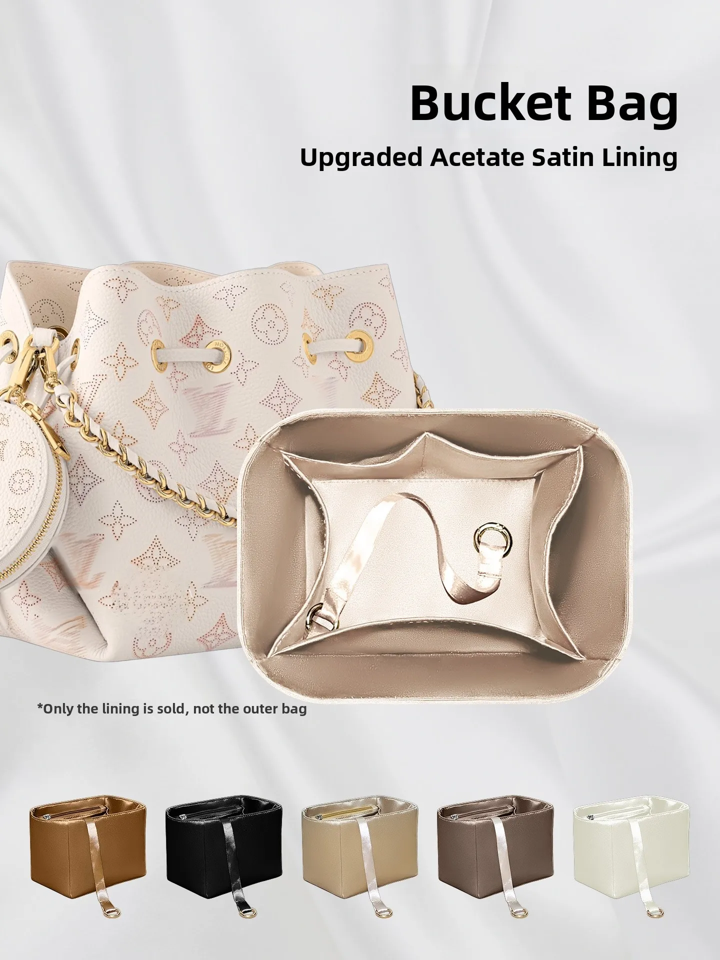 

Lightweight Hollow out Buet Bag Inner Pouch Storage Organizer Bag for LV Bella by Qi Guan Silk Pure Color Storage Bag