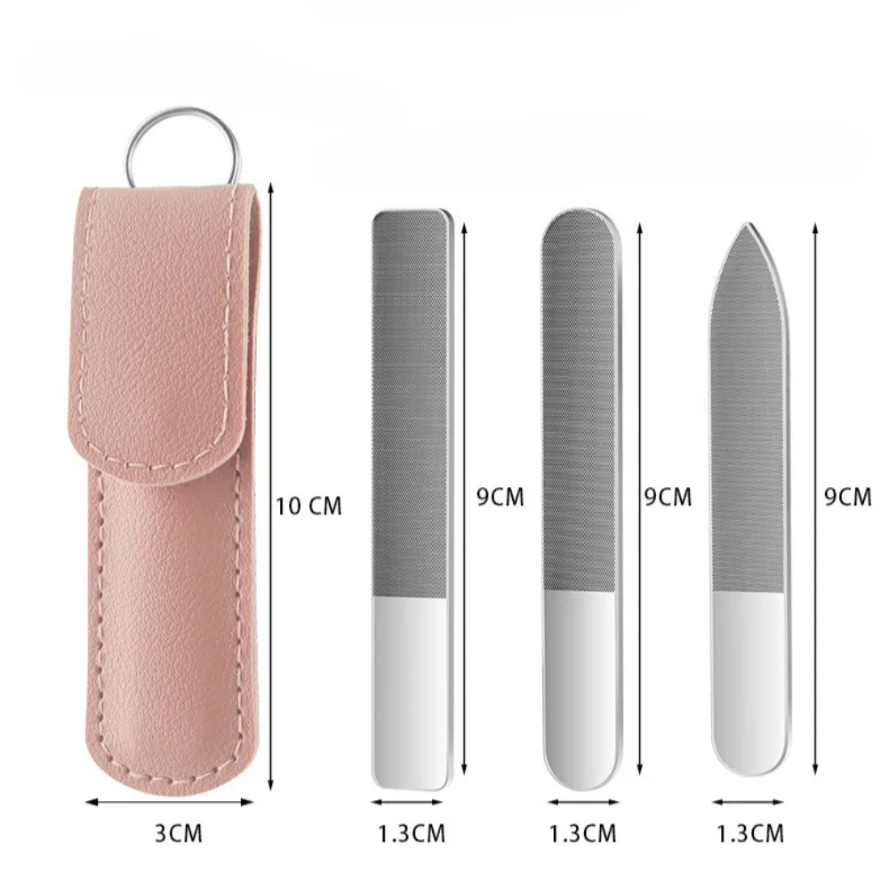 مبرد أظافر زجاجي نانو احترافي بمقبض مزدوج الجوانب مضاد للانزلاق مع حافظة جلدية لإكسسوارات أظافر الصالونات المنزلية