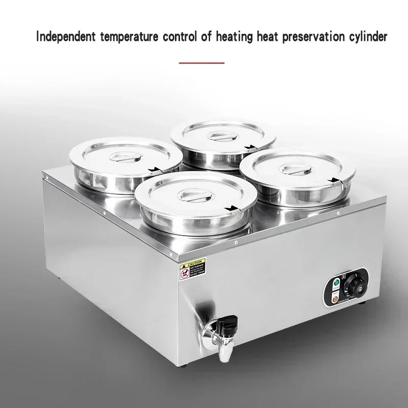 Brand-new 220V~240V Commercial Bench Type Thermal Insulation Four Head Round Warm Soup Pool Thermal Insulation Equipment Steamer