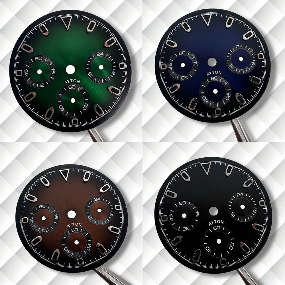 

29.5mm S Logo DTN Panda Dial Fit VK63 Movement Green Luminous Colorful Dial Watch Modification Accessories