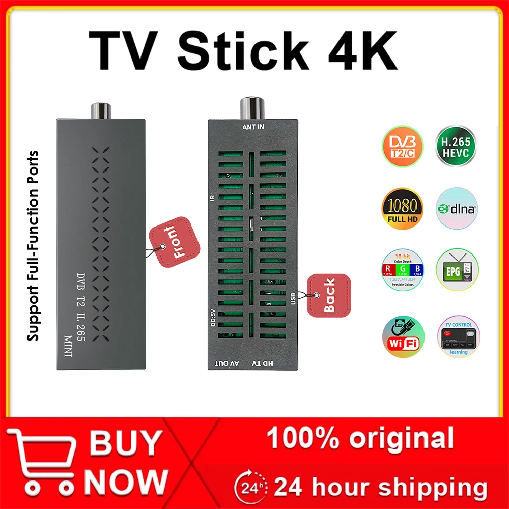 New! DVB-T2mini Digital Italy TV Stick 4K T2 Italy Russia USB WIFI 1080p TV Stick Hevc 10Bit H.265 Funda Fire TV Stick