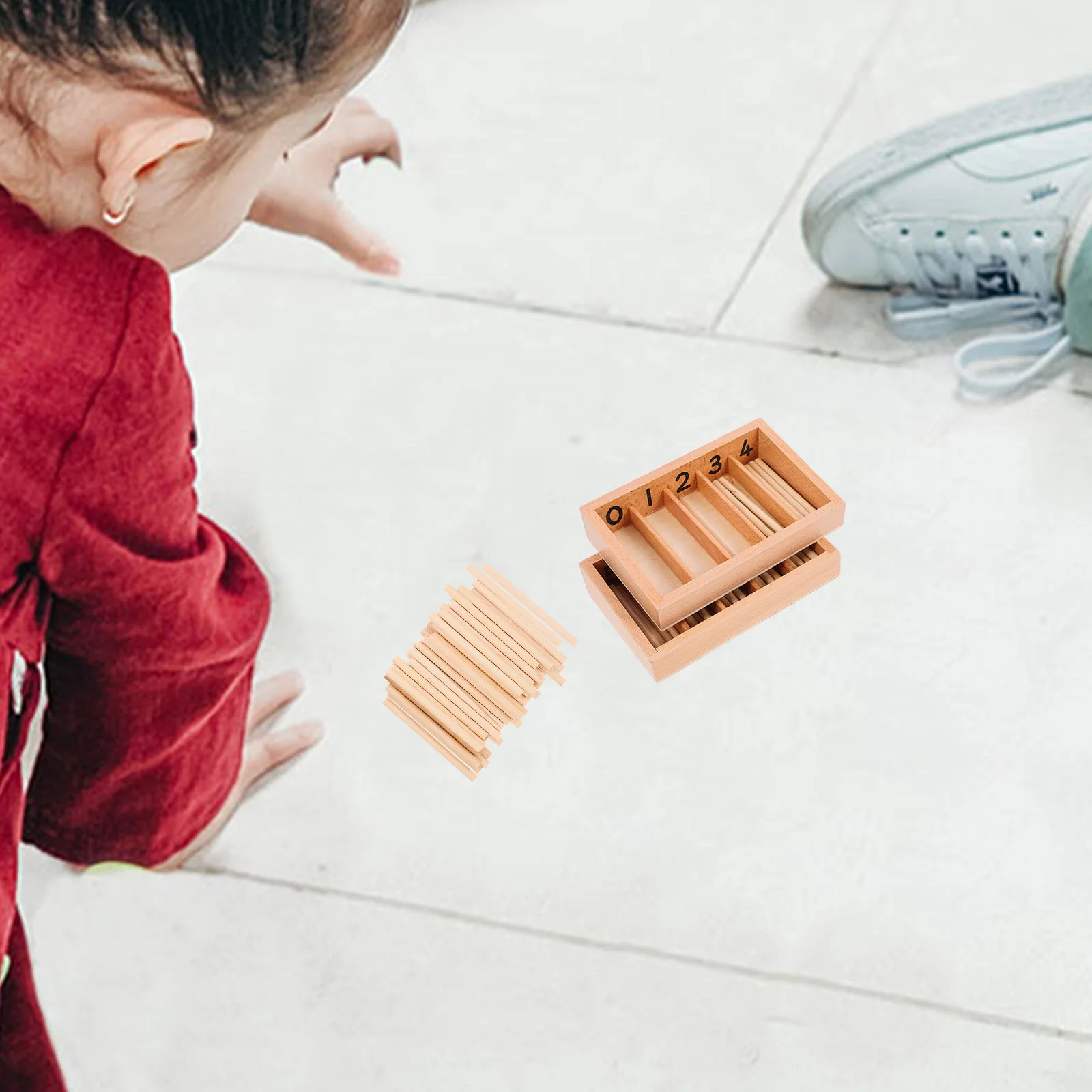 Boîte de Pack familial de broche, étui Portable en bois pour anneaux de perles, jeux éducatifs pour enfants