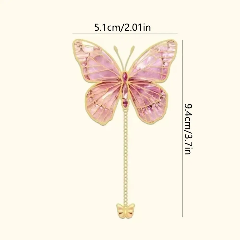 Marcapáginas de mariposa de Metal bronceado con colgante, Clips de página de libro de estilo chino con cadena, exquisitas páginas separadoras