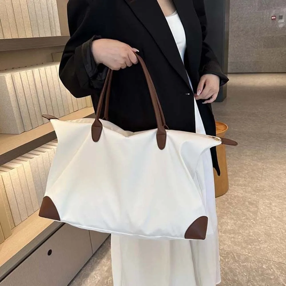 

Solid Color Oxford Tote Bag Large Capacity Waterproof Nylon Shoulder Bag Mommy Bag Dumpling Bag Simple Underarm Bag Streetwear