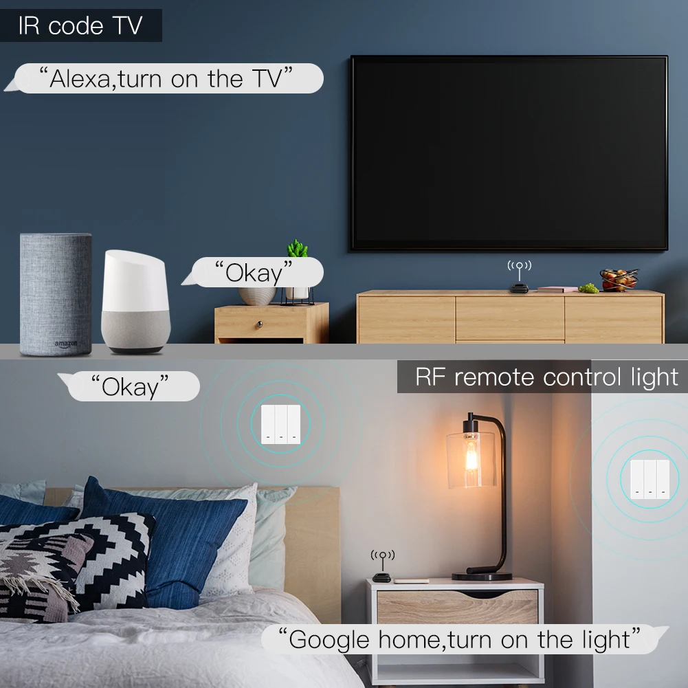 Moes WiFi RF IR Control remoto Universal aparatos RF aparatos Tuya Smart Life App Control de voz a través de Alexa Google Home nuevo