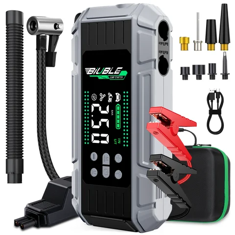 6-in-1 8000A Portable Emergency Jump Starter Features a 150PSI Air Compressor, a Barbecue Blower, and Can Also Charge Mobile Phones and Tablets.