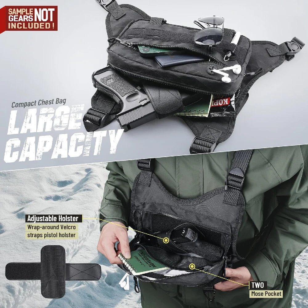Leichte, wasserabweisende Sport-Brusttasche für Herren, geeignet zum Laufen, als Umhängetasche für Workouts, zum Radfahren, Wandern, Klettern und für Spaziergänge mit dem Hund. – Detail 17