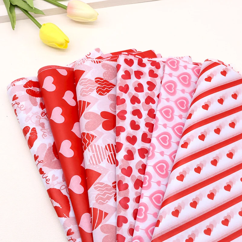 Love Heart Tissue Paper Flower Wrapping Gift Packaging Paper Printed Festive Party Wedding DIY Gift Packing Supplies Home Decor