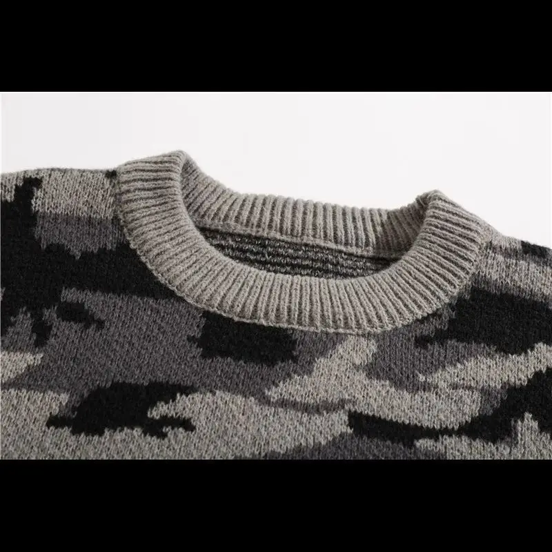 Autunno Inverno Trendy girocollo maglione lavorato a maglia da uomo sciolto casual mimetico casual quotidiano maglione jacquard pullover