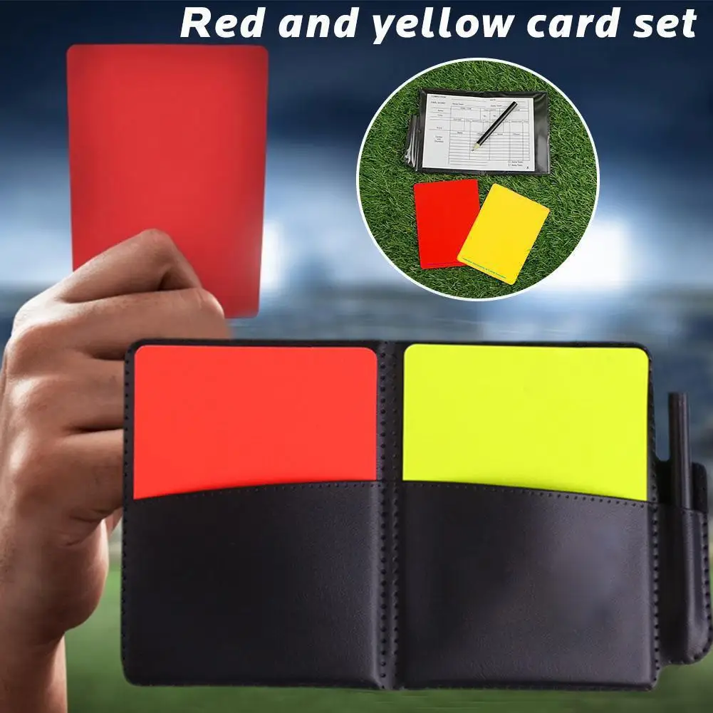 Football Referee Card Case With Pen Red Yellow Card Whistle Sport Soccer Referee Wallet Notebook Sets Professional Equipment