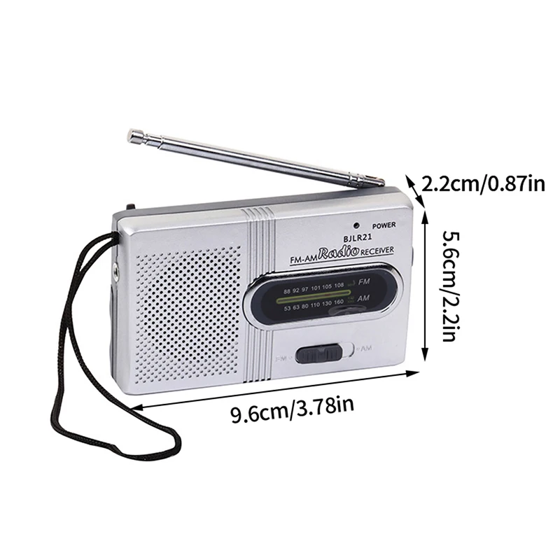 Portable Mini Radio Handheld AM FM Music Player Speaker Outdoor Stereo Radio with Telescopic Antenna