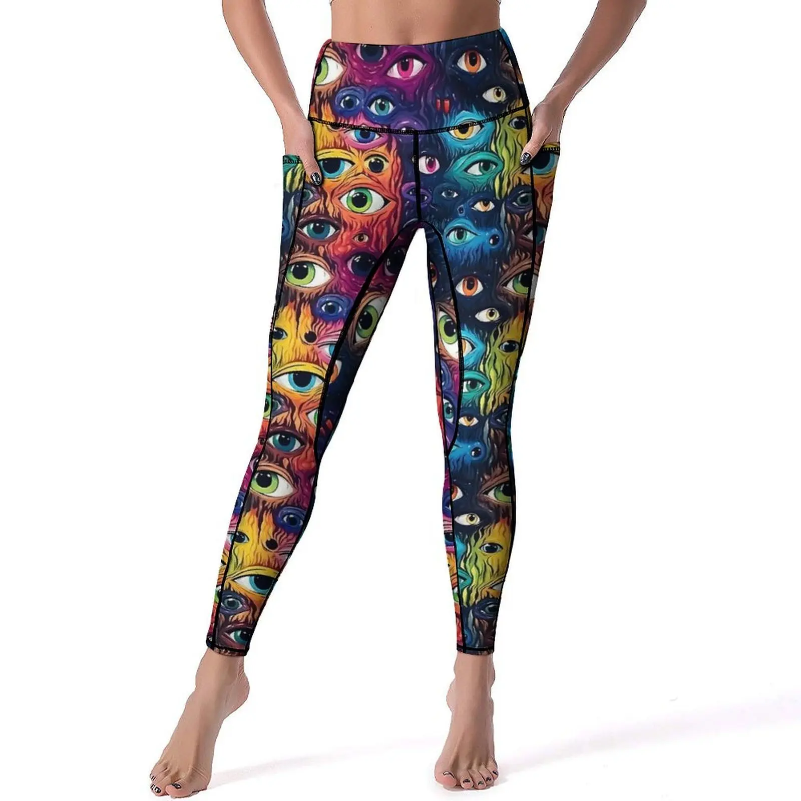 Leggings colorati con stampa malocchio Allenamento Palestra Pantaloni da yoga Leggins traspiranti a vita alta Elastico grafico Sport Legging Idea regalo