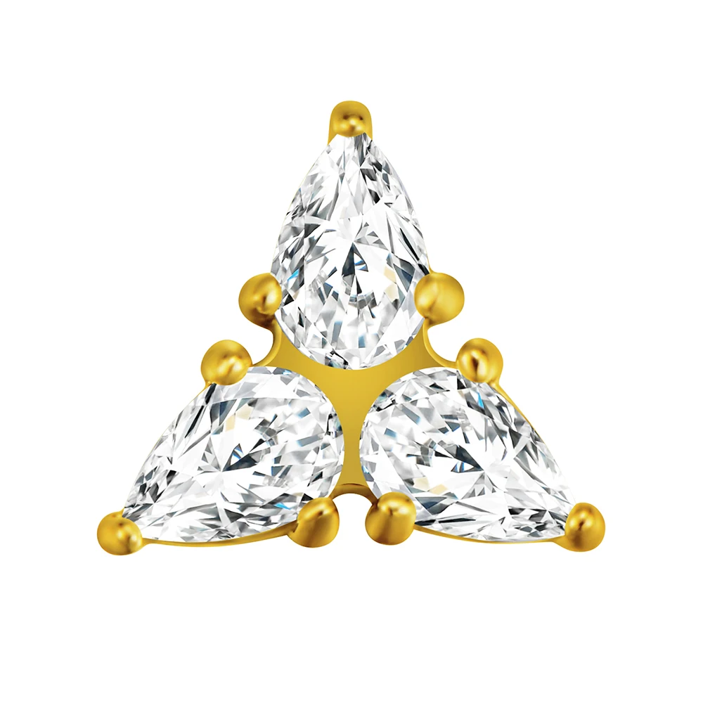 Triangle Earrings Piercing Water drop CZ  Internal thread Flat Back Earrings Tragus Heart 316L Stainless steel Body Jewelry