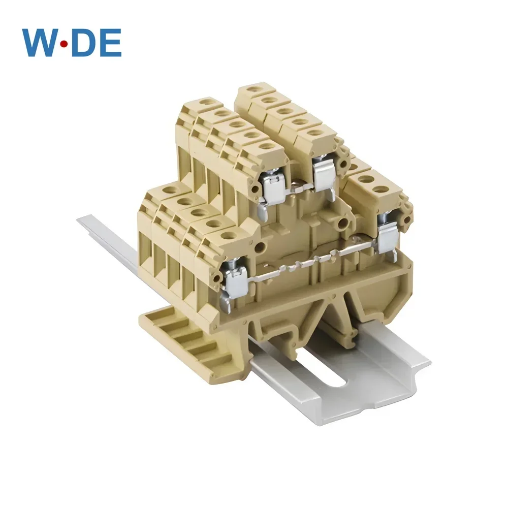 10Pcs Din Rail Wire Conductor DK-4Q/35 Connector Feed Through Double Tier Terminal Block Multi Conductor DK4Q/35