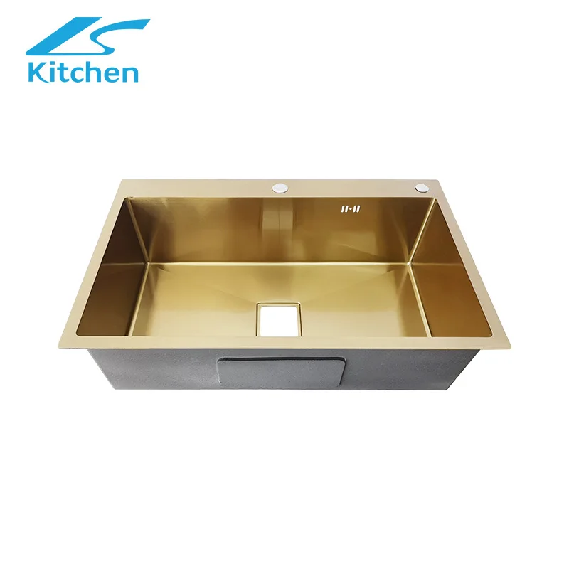 Local tyrant gold fashion stainless steel sink is easy to clean and does not stick to oil 304 square launching basin 201 kitchen
