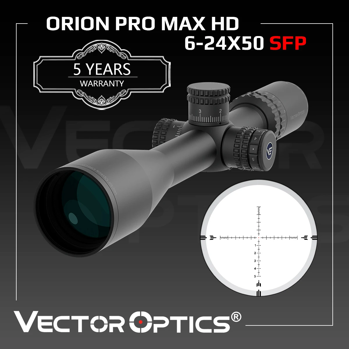 

Vector Optics Orion Pro Max 6-24x50 SFP Riflescope With HD Glass for Crisper Clearer Images&Zero Stop Function Fit Firearms PCP