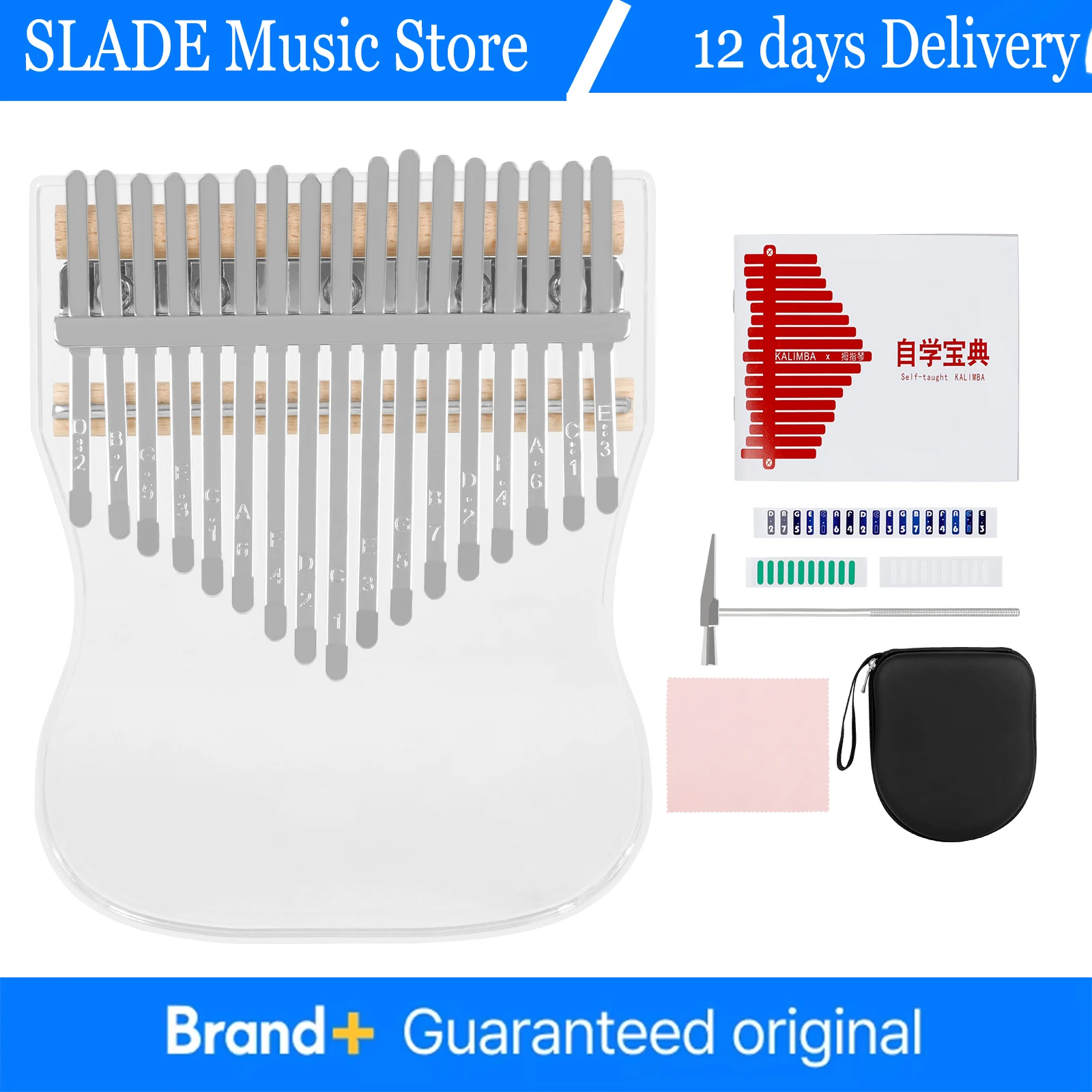 

17 Keys Acrylic Kalimba Transparent Thumb Piano Musical Instrument with Fitting Equipment Set Universal Musical Instrument