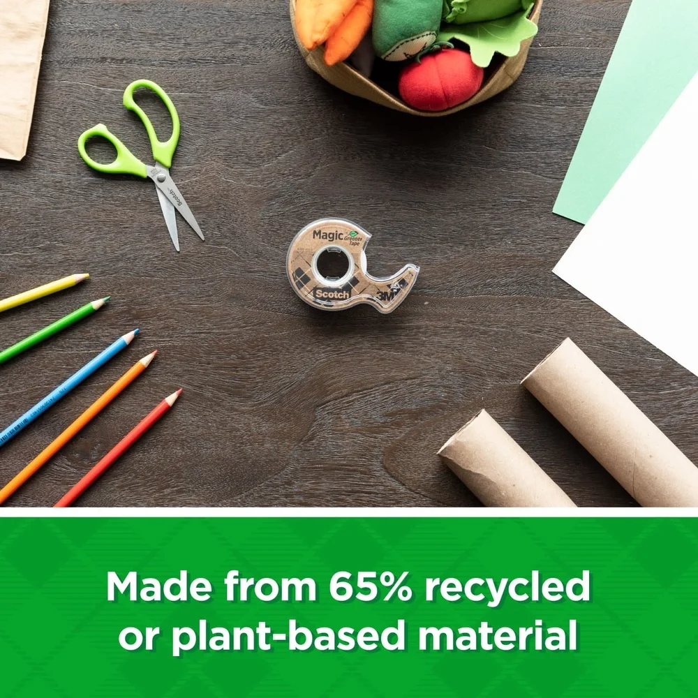 Dispensador de cinta Invisible a base de plantas mágicas, cinta de reparación ecológica de 0,75 pulgadas x 550 pulgadas, foto segura para escribir en casa, oficina y escuela