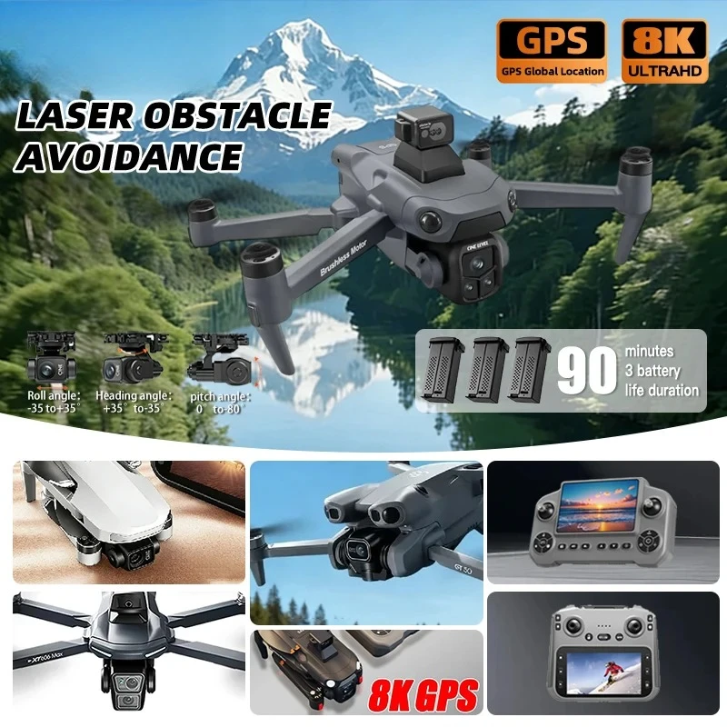 Original GPS RC Drone 8K Professional HD Aerial Photography Laser obstacle avoidance Aircraft Quadcopter Three-axis gimbal Dron