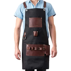 Kitchen Apron for Men, Chef Apron with Leather, Must Have for Grilling, Tools for Dad, High End, Gifts