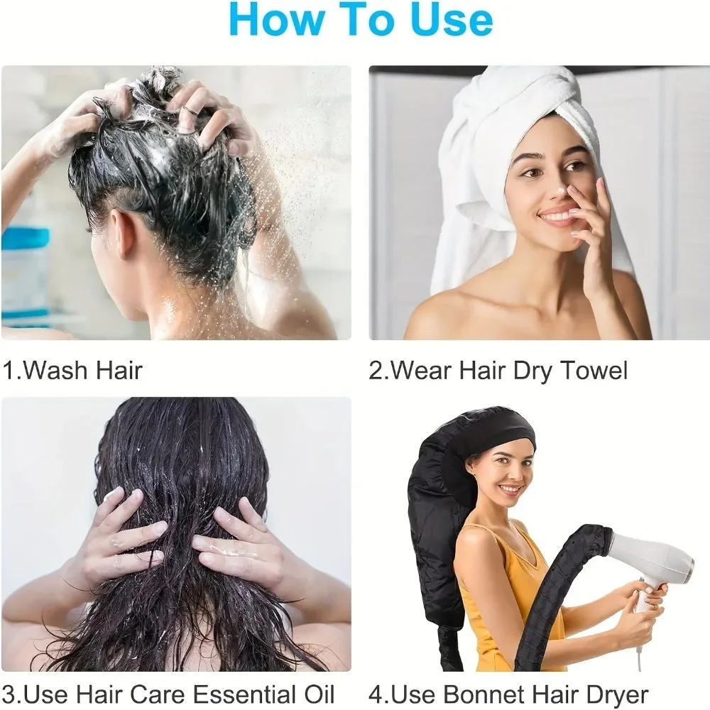 Difusor de Aire para Secador de Pelo, Gorro Ajustable para Acondicionamiento Profundo, Protector de Calor Seco Mejorado con Correa Elástica