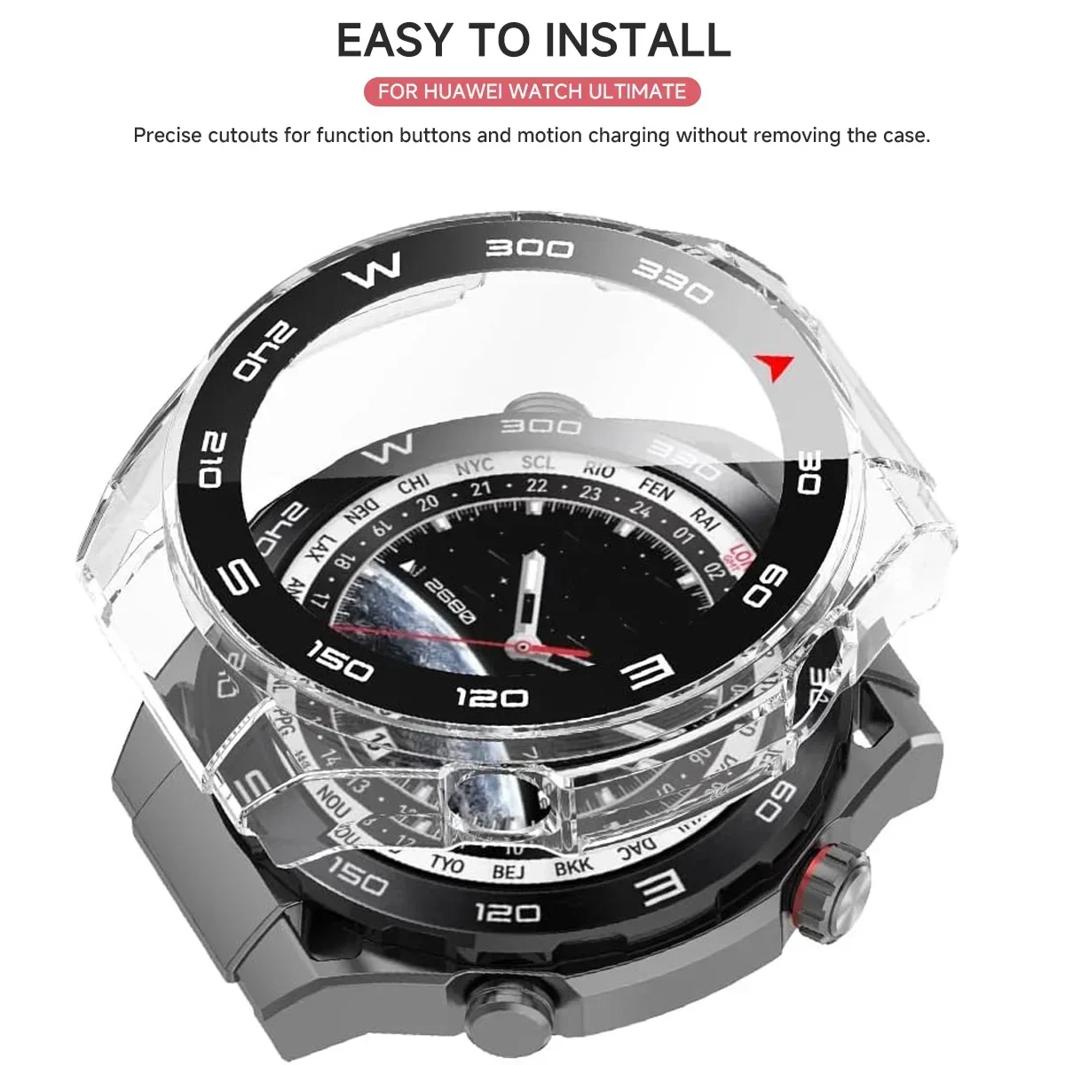 Tempered Glass + PC Cover for Huawei Watch Ultimate Full Coverage Protective Bumper Case for Huawei Ultimate Accessories