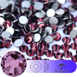 Amethyst Cold Fixaion Flat Back Strass Glass Non Hotfix Rhinestone Nails Art Flat Back Crystal Rhinestones for DIY Decoration