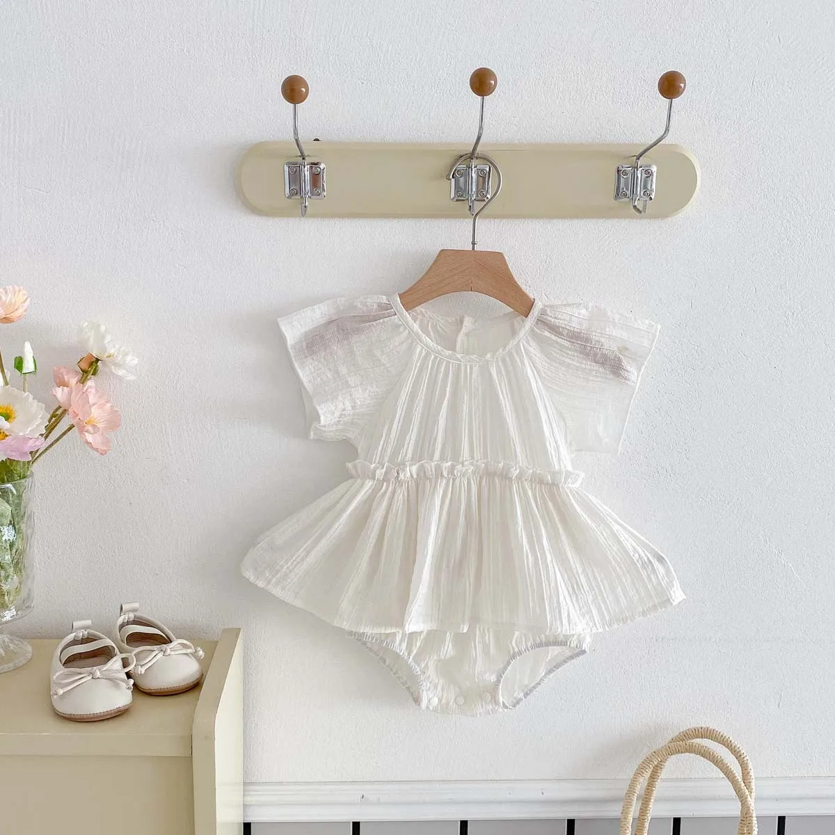 Летняя милая поясная сумка с короткими рукавами для маленьких девочек, одежда Haha, юбка Haha, тонкий комбинезон принцессы с полной луной для новорожденных