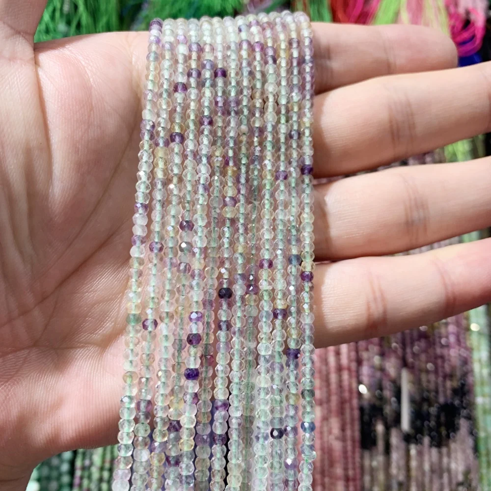 Natural Colored Tourmaline Seed Beads Colored Zircon Faceted Rondelle Loose Beads Diy Beads to Make Bracelets 2x3mm 15‘’