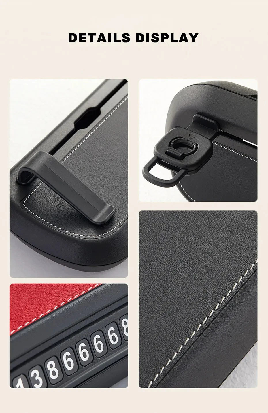 Leder Auto Tissue Box Auto Sonnenblende Typ Hängen Container Papier Handtuch Halter Papier Rack Organizer Lagerung Tasche Telefonnummer – Detail 12