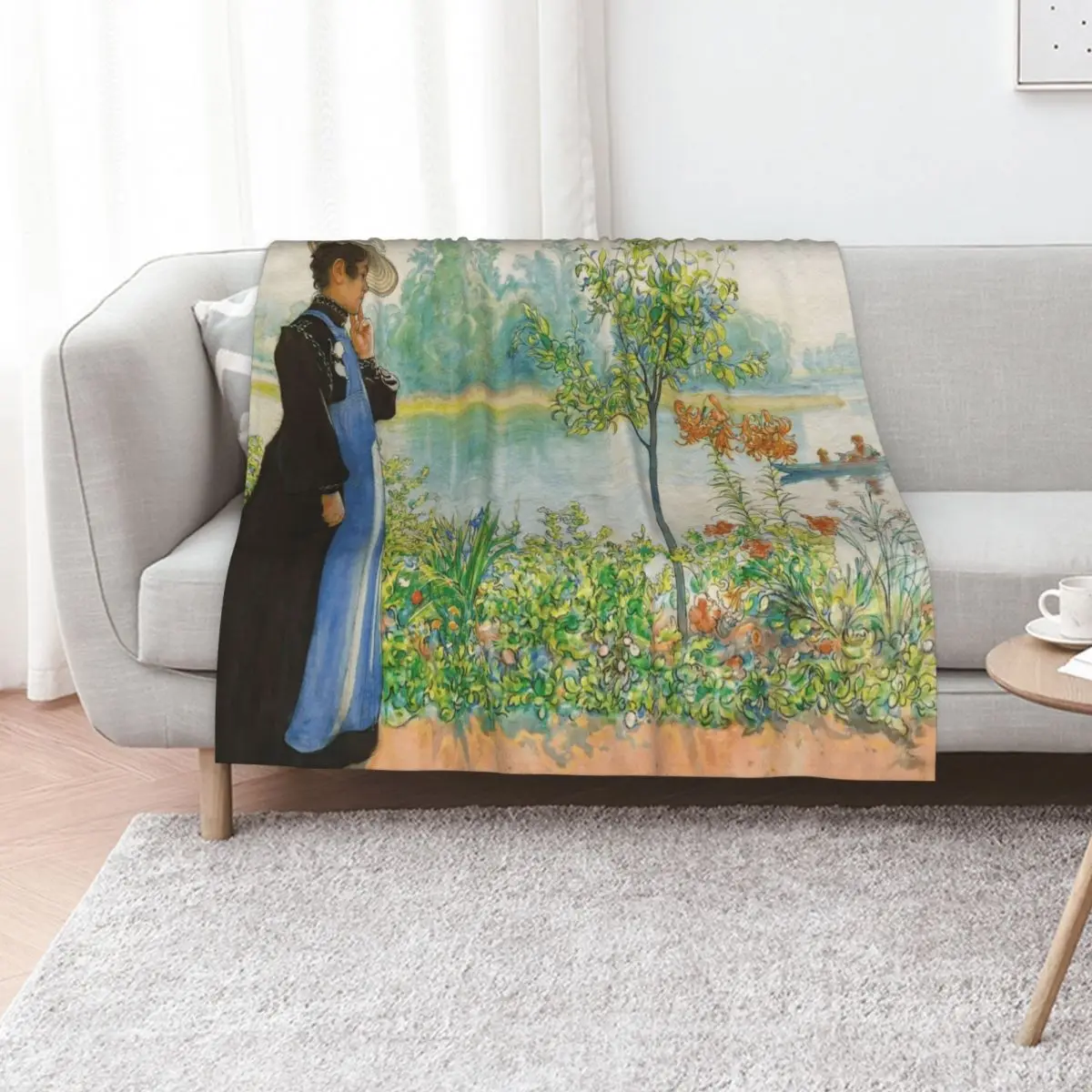 Karin at the Shore by Carl Larsson (1908) Throw Blanket Nap Softest Moving Kid'S for babies decorative Blankets