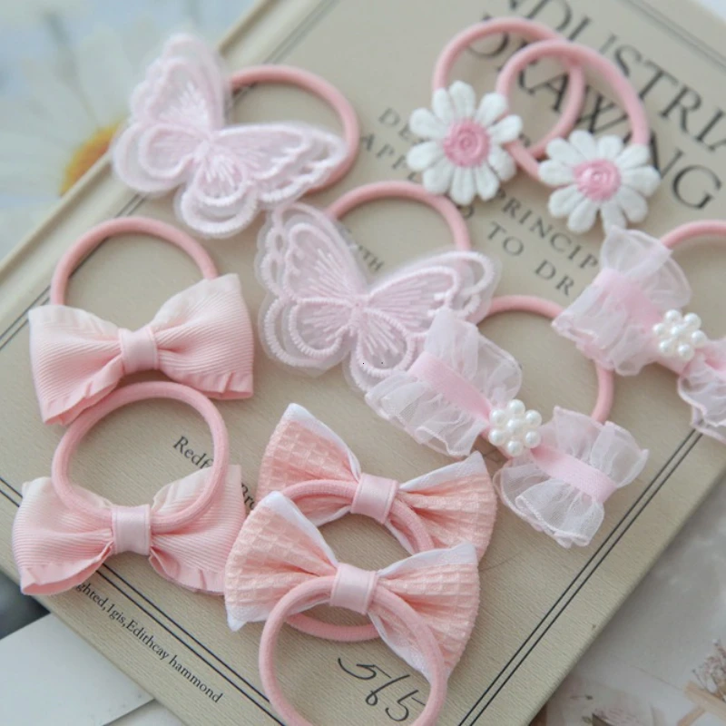 

10-piece set Children's Set Cute Floral Butterfly Hair Ties Fun Non-Pulling Headbands Girls' Novelty Accessories