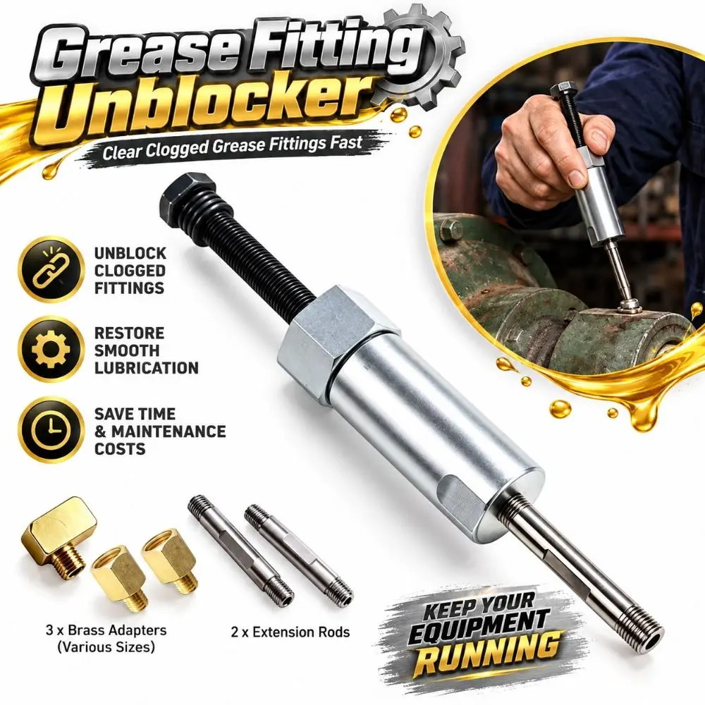 Detachable Head Grease Fitting Unblocker With Convert Adapters Slotted Head Grease Nipple Unblocker Compact Structure