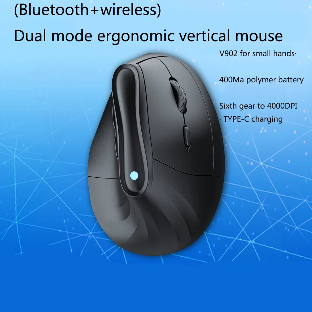 V902 New Bluetooth Wireless Dual Mode Mouse Small Hand Ergonomic Vertical Mouse 4000DPI Type-C Charging Mause For Laptop Desktop