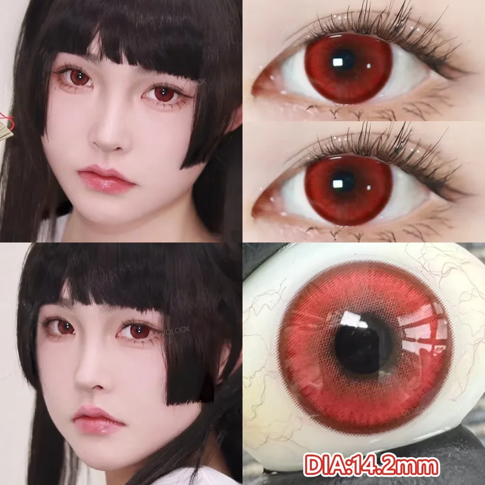 OVOLOOK-2PCS Newest Cosplay Series Colored Contact Lenses for Eyes Halloween Cosmetics Pupils Eye Color Lenses Myopia Green Lens