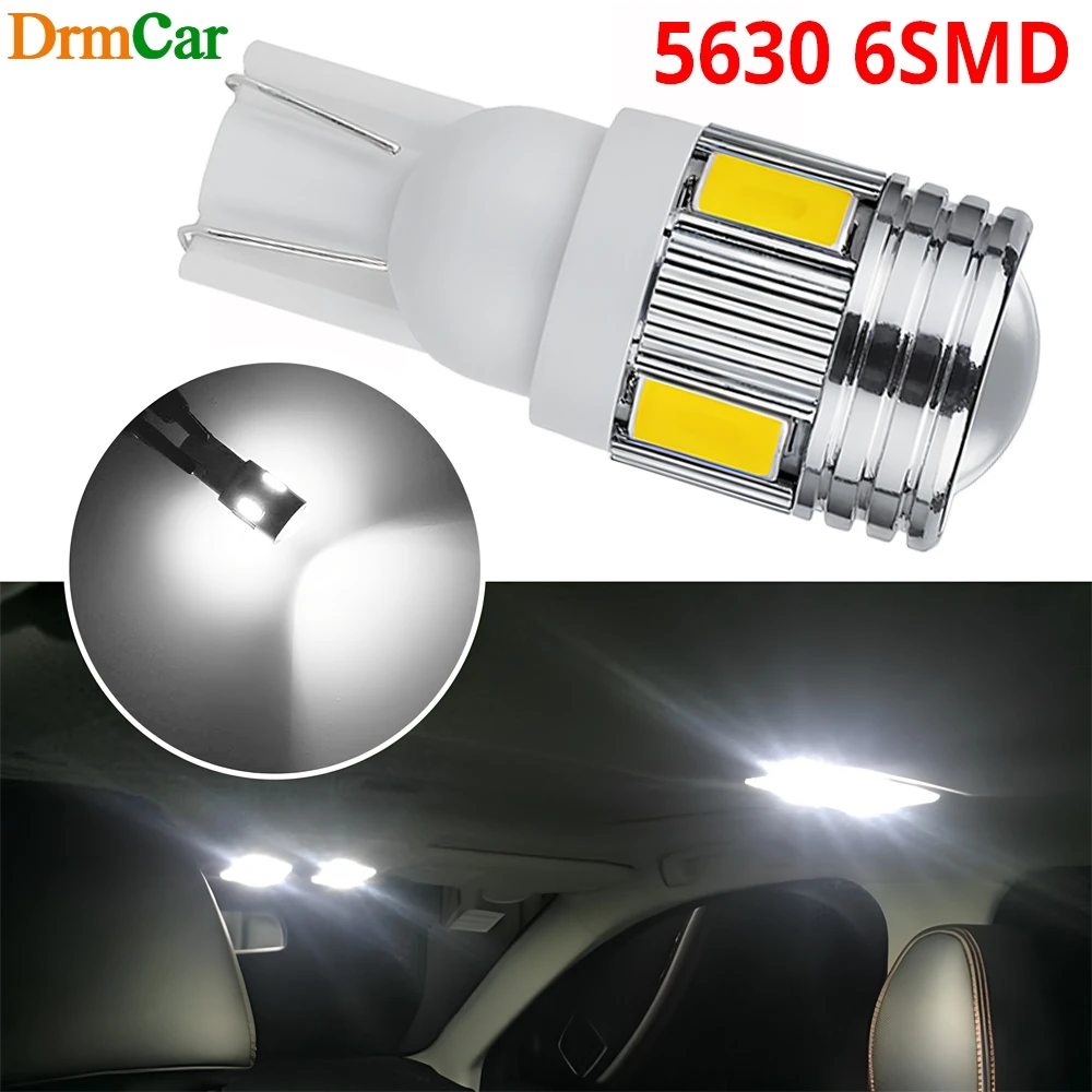 

1/2/4/10pcs T10 W5w 5630 6smd Led Bulbs for Car Brake Turn Signal Lights Side Marker Lamp Ultra Bright Parking Trunk Dome light