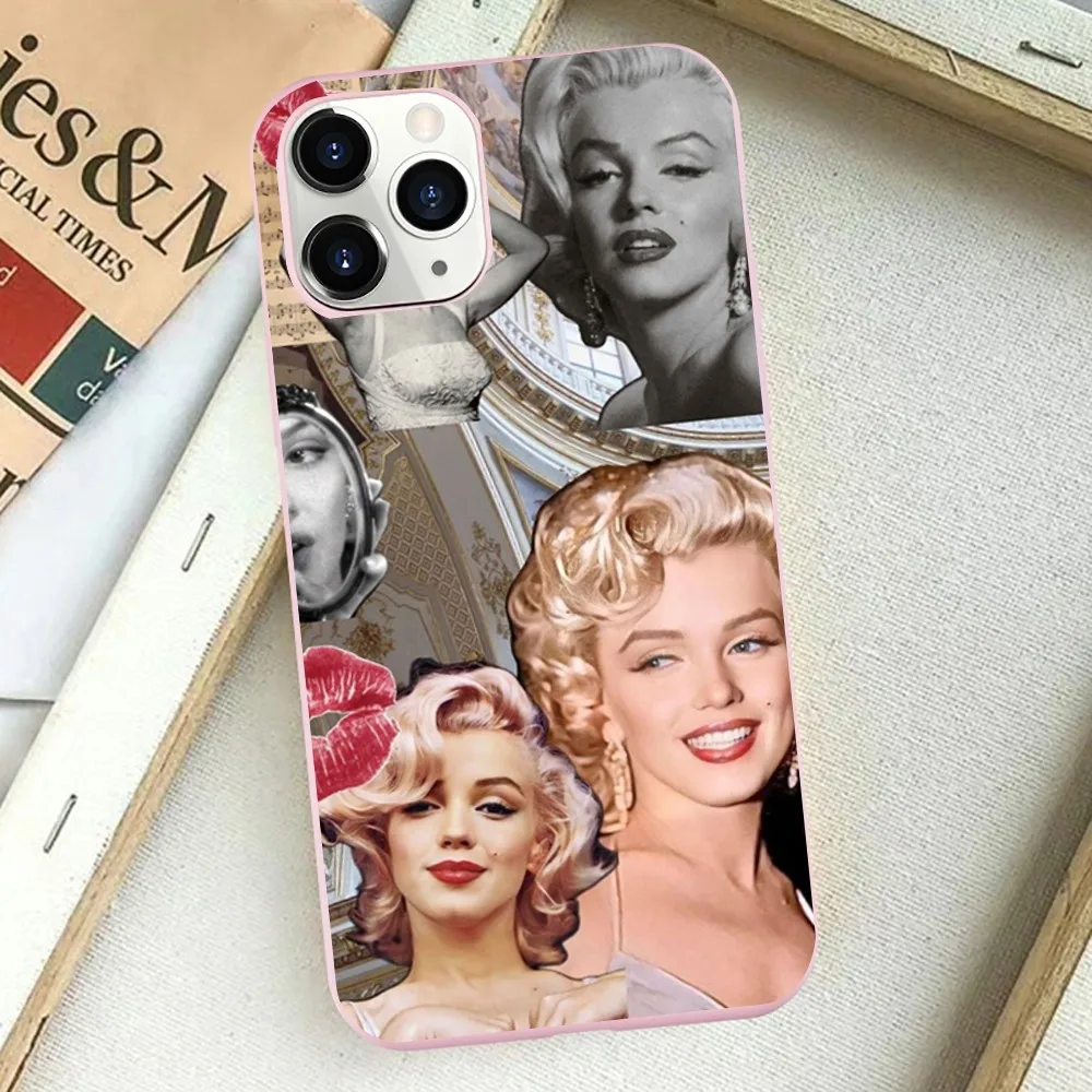 M-Marilyn M-Monroes Phone Case for iPhone 14 11 12 13 Mini Pro Xs Max 8 7 6 6S Plus X XR Solid Candy Color Case