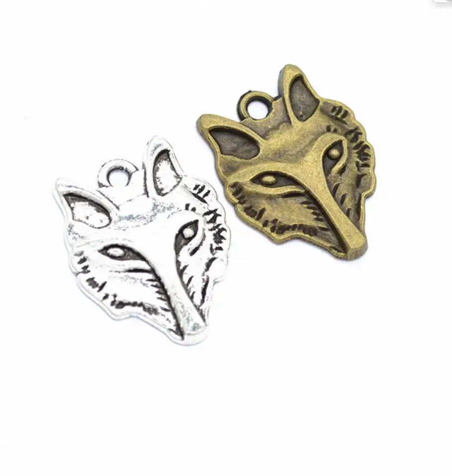 

24pcs Silver Color Wolf Head Charm Pendants Metal Bracelet Necklace Jewelry Findings 32*24mm F0443