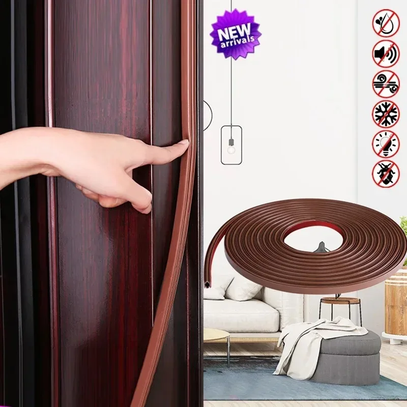 

1 упаковка 3-метровой самоклеящейся силиконовой уплотнительной ленты для входной двери, ветрозащитный и звукоизоляционный материал для наполнения зазоров в дверь