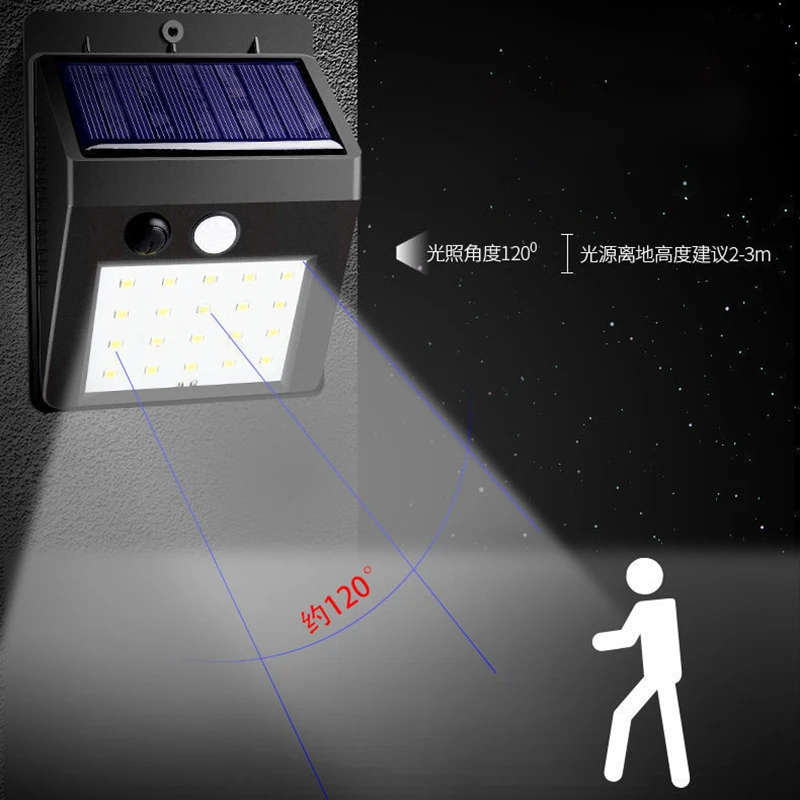 20 LED Solar Light Outdoor Solar Lamp with Motion Sensor Solar Lights Waterproof Sunlight Solar Power for Garden Decoration