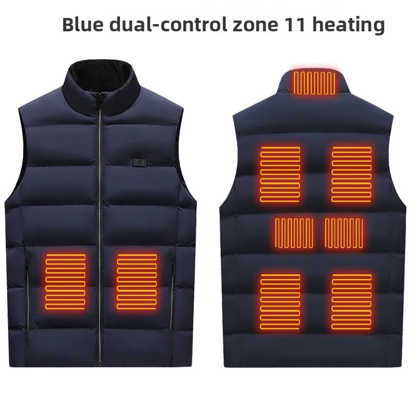 

Intelligent 10-Zone Heated Vest - Unisex 3-Gear Thermostatic Stand Collar Fleece Lined USB Electric Heating Clothing Jaclet