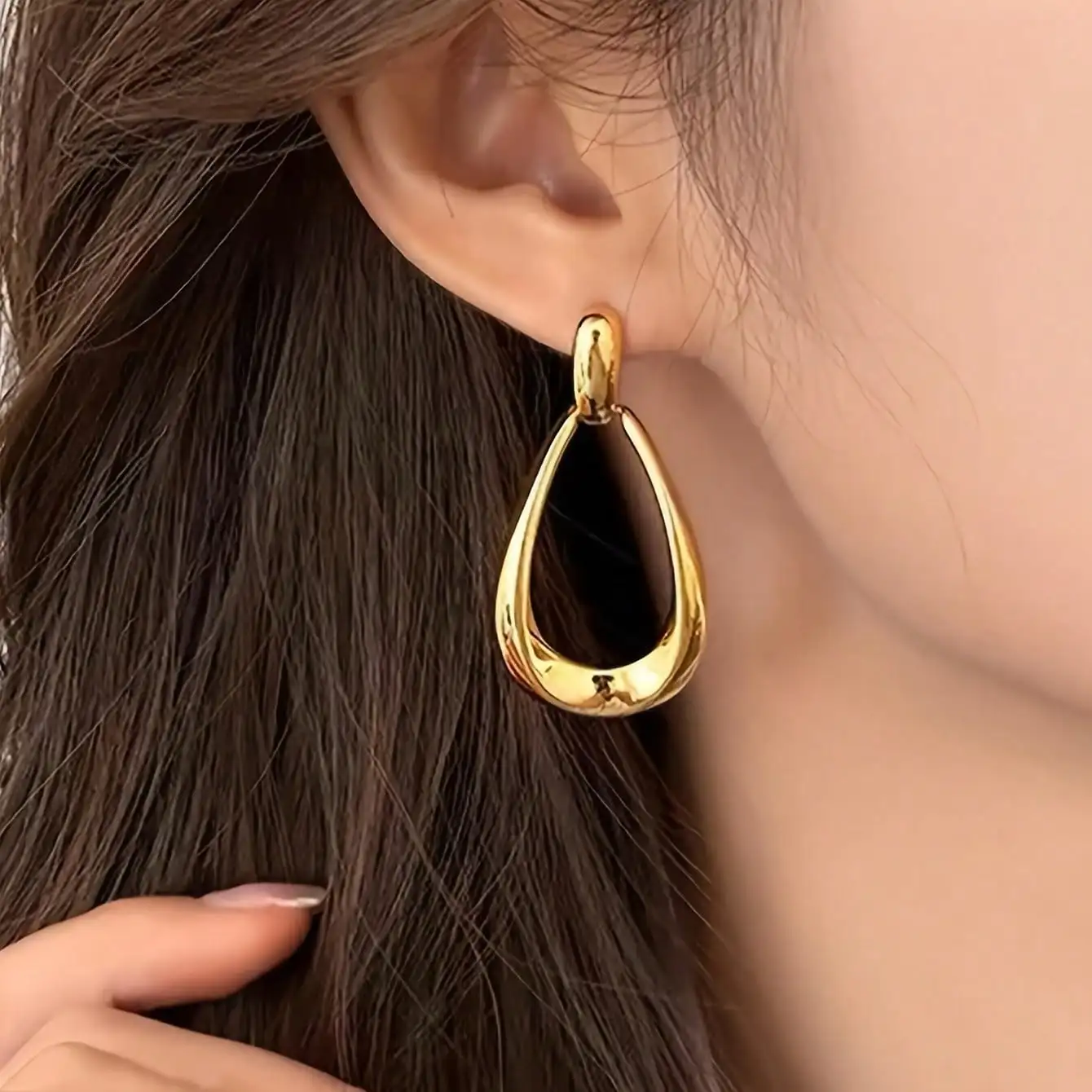 

1 Pair Geometric Drop Earrings - Hypoallergenic Zinc Alloy, Gold Tone, Minimalist Everyday & Occasion Jewelry, Gift For Her