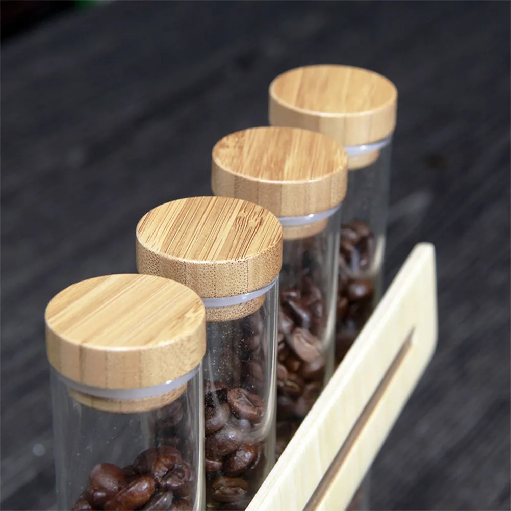 

Набор из 4 стеклянных банок-пробирок для кофейных зерен, универсальные емкости для хранения специй, чая, кофе, орехов на кухне