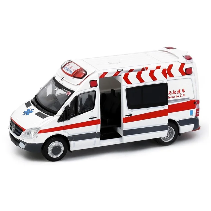 Tiny 1:76 Ben-chi Spr-inter Macau Ambulance NO.28 Alloy Simulation Model Car