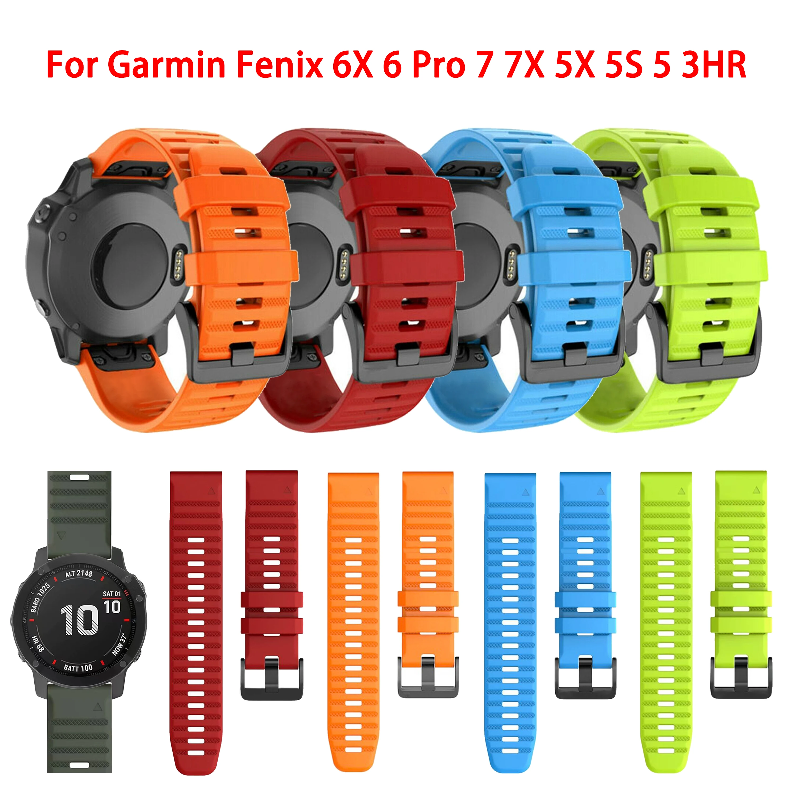 20 22 26mm Silicone QuickFit strap for GARMIN Fenix 6 6X Pro 5X 5S Plus 5 935 945 3HR watch band Bracelet  for fenix 7 fenix 7x