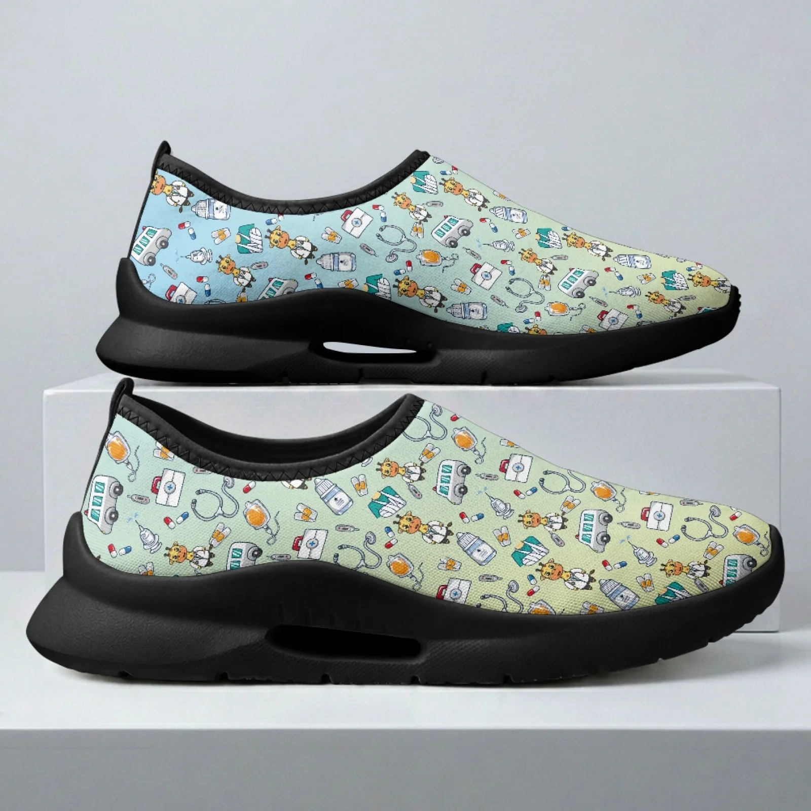 PENSTROLL Non Slip Sport Casual Shoes Closed Toe Breathable Casual Sneakers for Everyday Wear Men Medical Giraffe