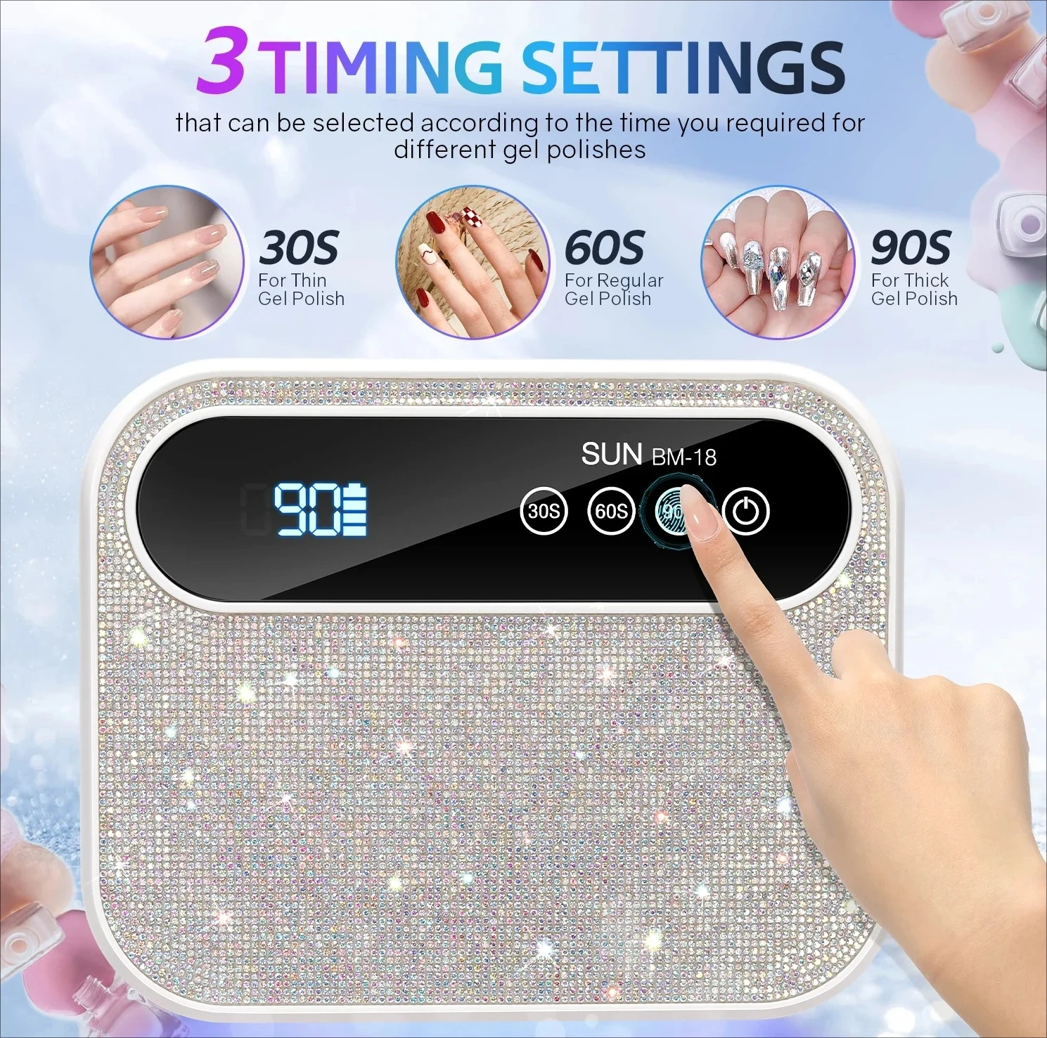 Zz 168W Rechargeable UV LED Nail Lamp 42LED Nail Sticking Drill Dryer, Used To Cure All Gel Nail Polishing Nails Art Tools